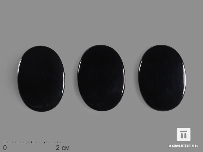 Агат чёрный (чёрный оникс), кабошон 25х18 мм, 10704, фото 1