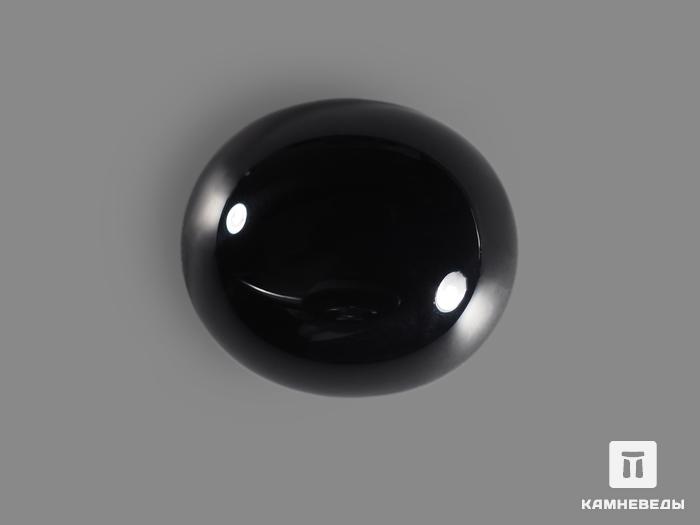 Агат чёрный (чёрный оникс), кабошон 16х14 мм, 12286, фото 1