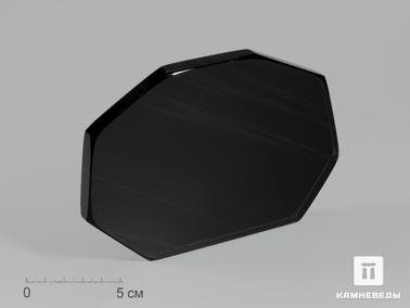 Обсидиан. Срез обсидиана (обсидиановое зеркало), 14,1х9,8х1,1 см