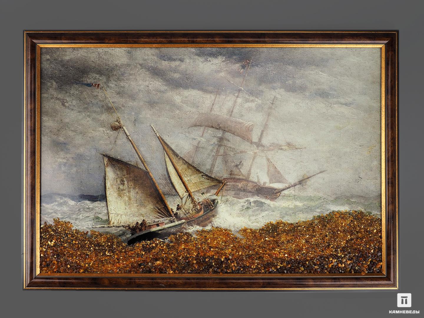 Картина с янтарём «Шторм» бушующий шторм