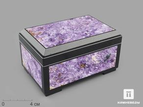 Чароит. Шкатулка из чароита, 12,7х8,2х6,9 см