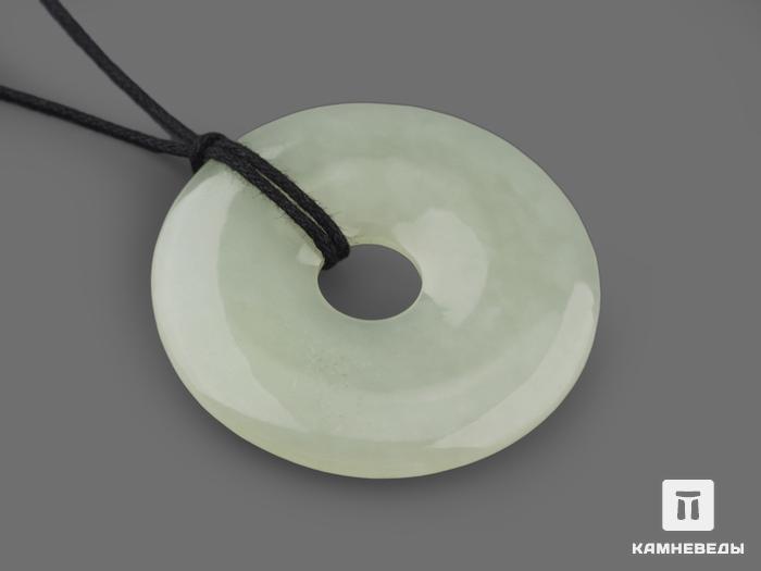 Кулон диск из белого нефрита, 4,5х0,6 см, 15694, фото 1
