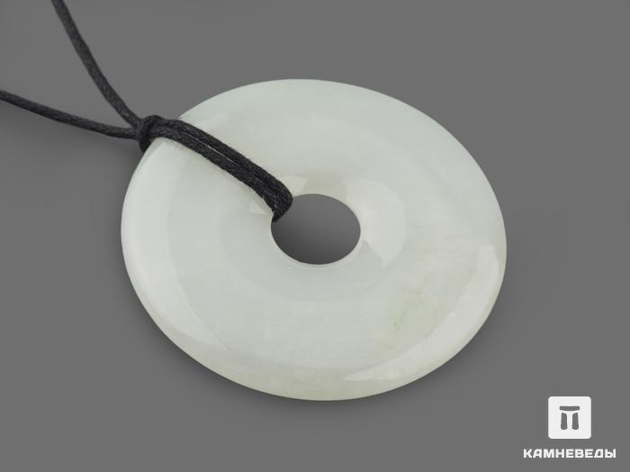 Кулон диск из белого нефрита, 4,4х0,5 см, 15695, фото 1