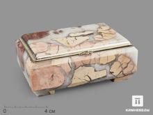 Шкатулка из яшмы с кварцем, 11,5х7,6х4,6 см