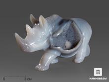 Носорог из серого агата с жеодой, 15х8х5,3 см