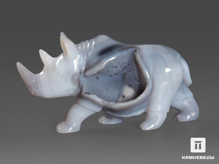 Носорог из серого агата с жеодой, 15х8х5,3 см, 15989, фото 2