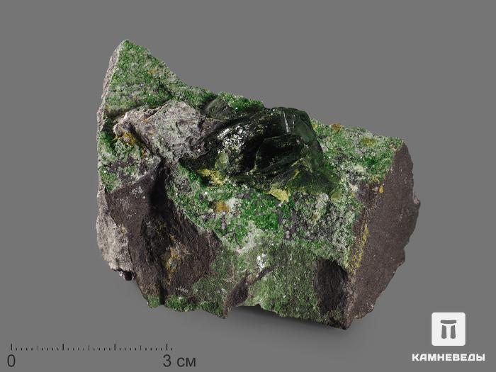 Кристаллы зелёного титанита с клинохлором и уваровитом, 6,9х4,6х4,3 см, 16330, фото 1