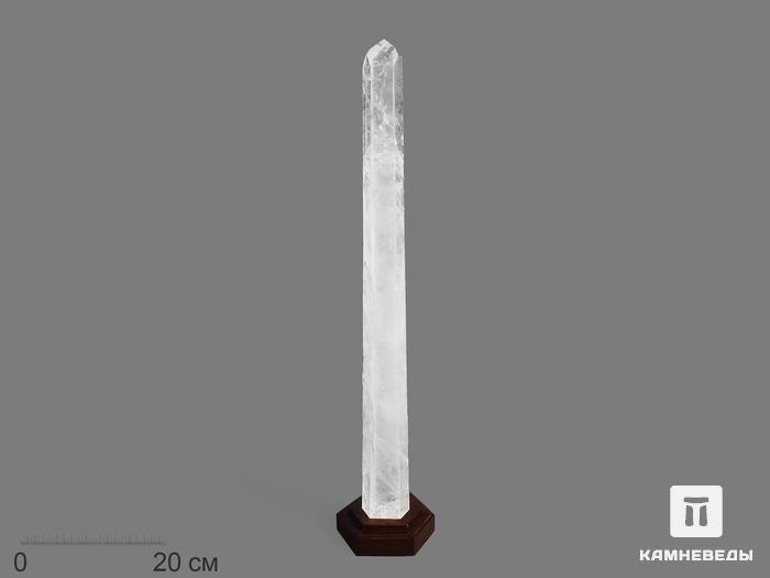 Горный хрусталь (кварц), приполированный кристалл на деревянной подставке 77х16х14 см, 16408, фото 1