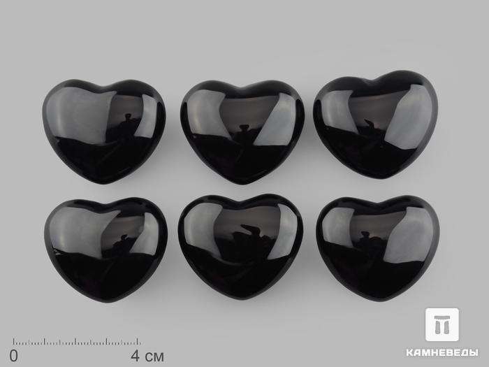 Сердце из чёрного агата (чёрного оникса), 4х3,5х2 см, 16341, фото 1
