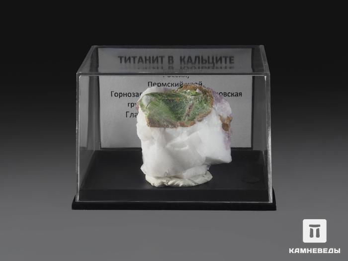 Титанит в кальците в пластиковом боксе, 3,5х3х2,1 см, 15767, фото 2