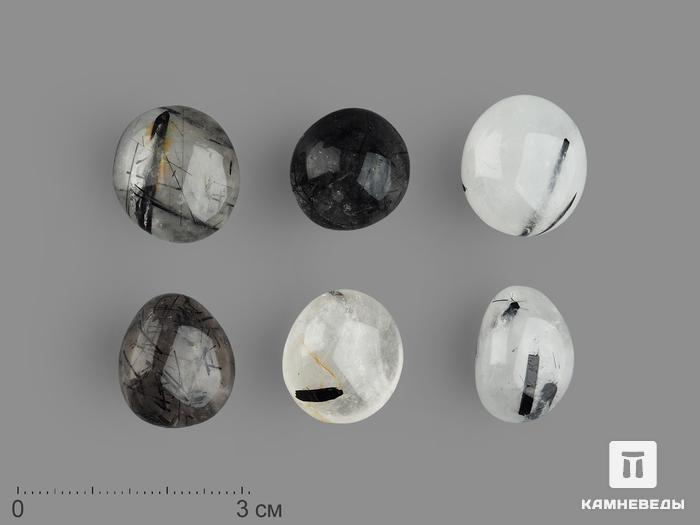 Волосатик (шерл в кварце), галтовка 1,5-2 см, 16008, фото 1