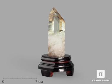 Цитрин. Цитрин, приполированный кристалл с фантомом на деревянной подставке 15,5х8,1х7,3 см