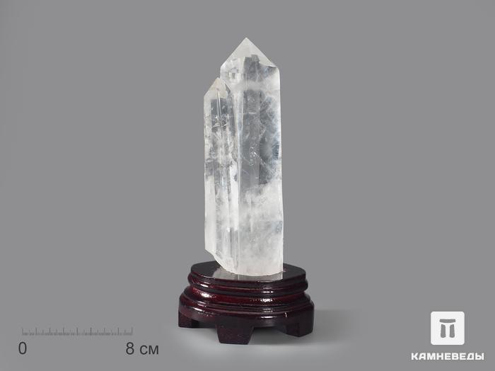 Горный хрусталь (кварц), приполированный сросток кристаллов на деревянной подставке 22х9,5х8,3 см, 16774, фото 1