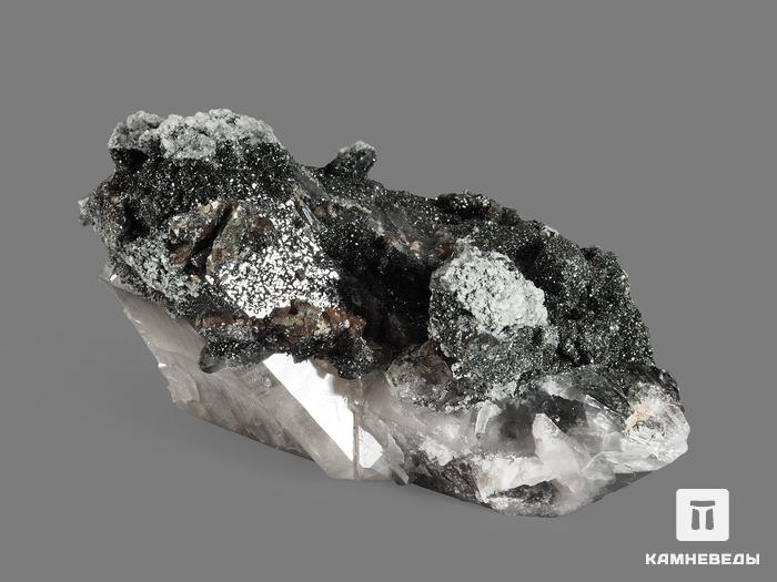 Горный хрусталь (кварц) с хлоритом и титанитом, сросток кристаллов 8х6,7х4,2 см, 17442, фото 3
