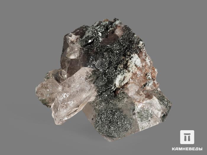 Горный хрусталь (кварц) с хлоритом, сросток кристаллов 6,5х5,2х3,8 см, 17440, фото 2