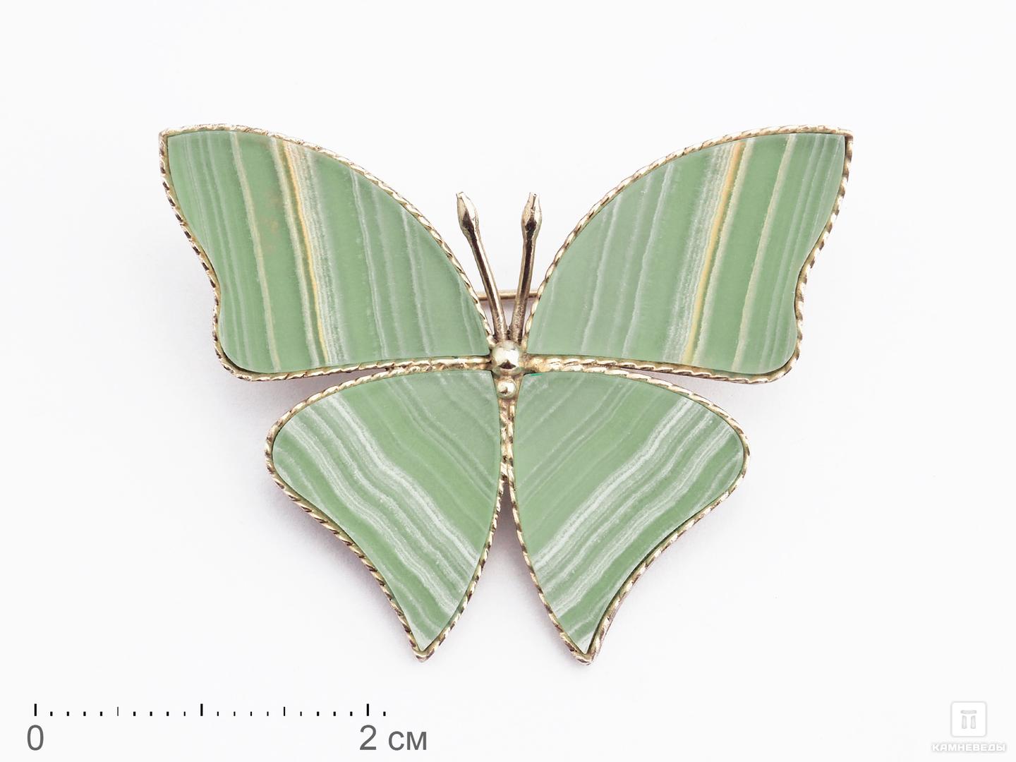Брошь «Бабочка» с мраморным ониксом, 4,3х3,4 см, 17806, фото 1