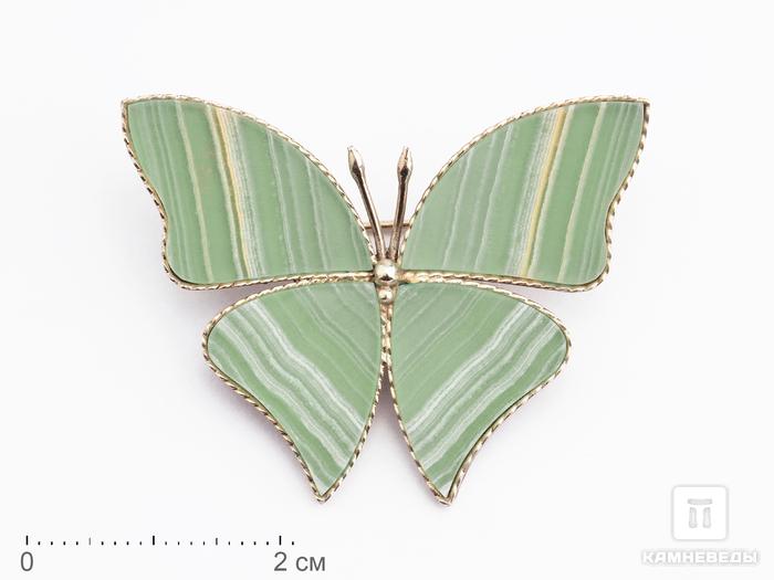 Брошь «Бабочка» с мраморным ониксом, 4,3х3,4 см, 17806, фото 1