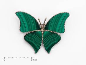 Брошь «Бабочка» с малахитом, 3,9х3,2 см