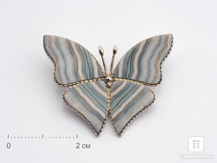 Брошь «Бабочка» с агатом, 4х3,1 см, 9691, фото 1