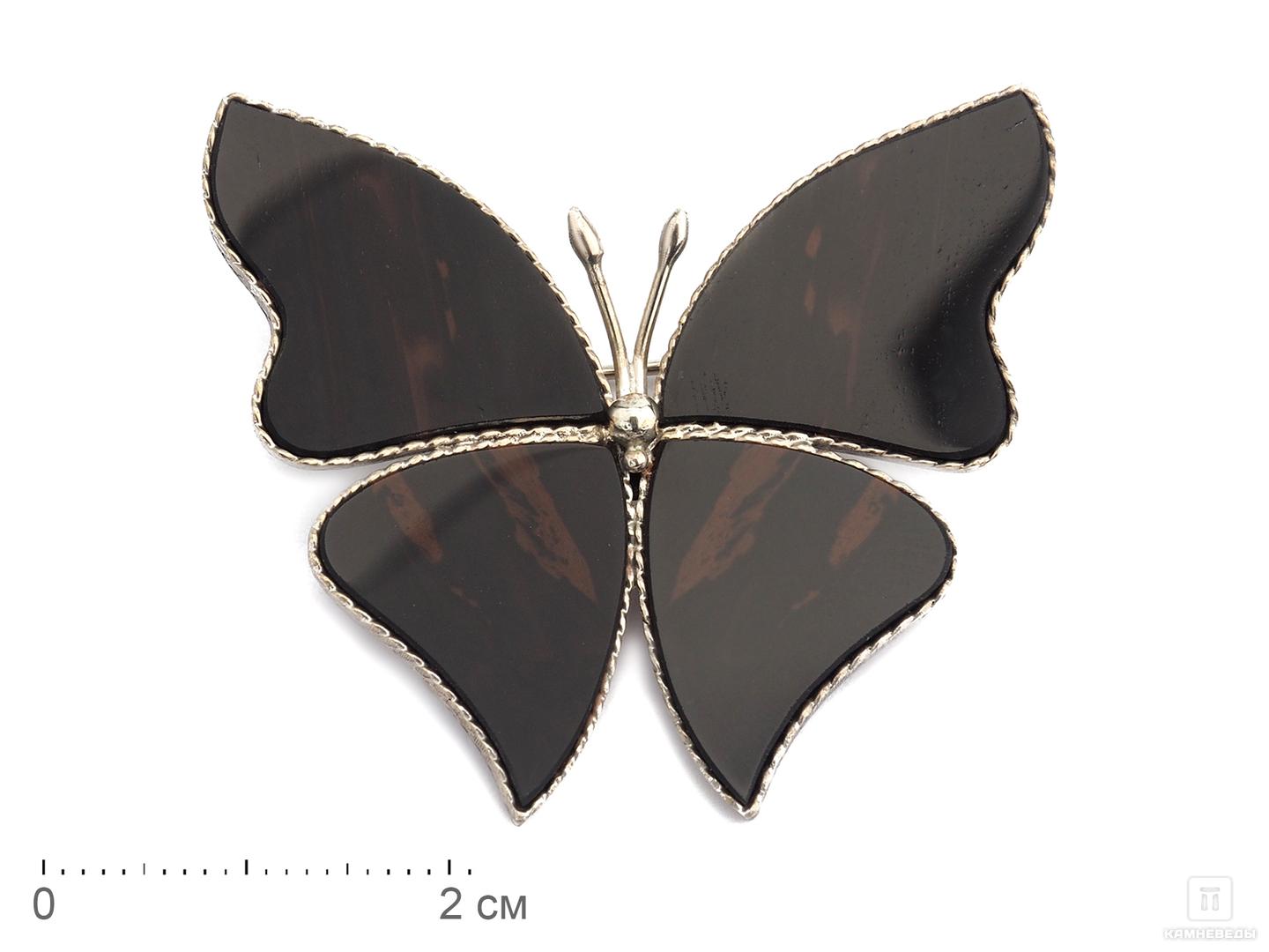 Брошь «Бабочка» с коричневым обсидианом, 4,3х3,8х0,2 см