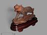 Волк из коричневого обсидиана на деревянной подставке, 23х17,5х9,5 см, 17920, фото 1