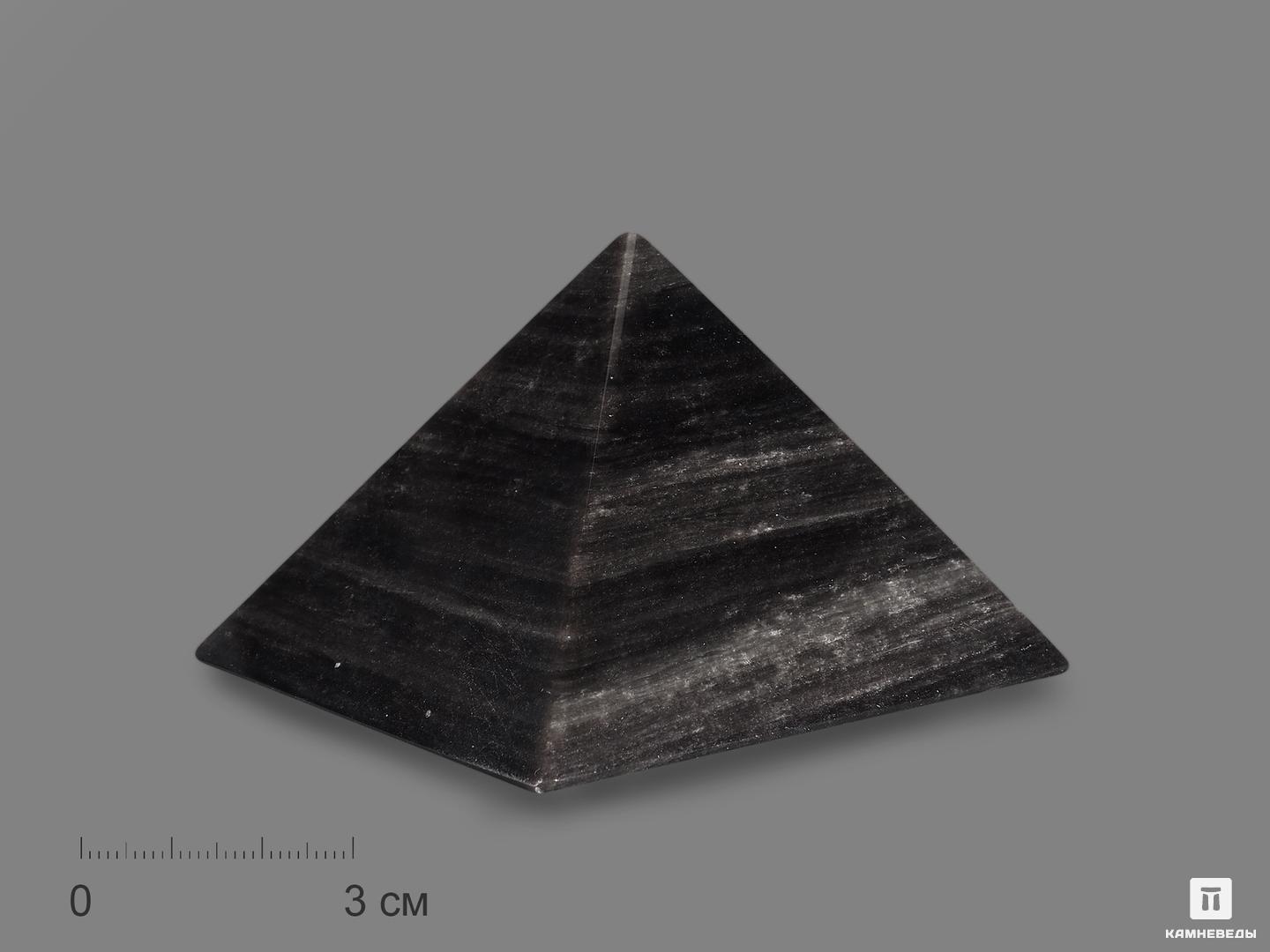 Пирамида из серебристого обсидиана, 8х8х6 см пирамида из обсидиана 9х9х6 5 см