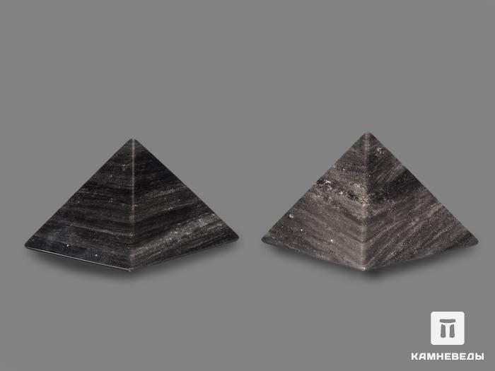 Пирамида из серебристого обсидиана, 8х8х6 см, 17954, фото 3