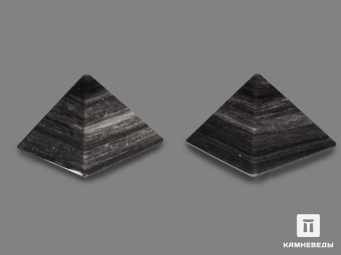 Пирамида из серебристого обсидиана, 6х6х4,3 см, 17950, фото 3