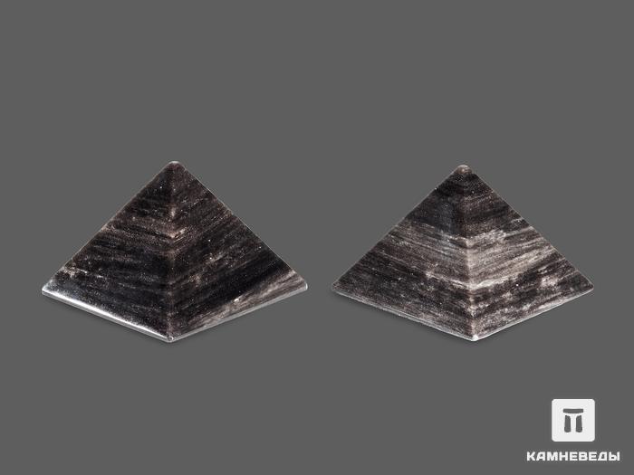 Пирамида из  серебристого обсидиана, 7х7х4,8 см, 17952, фото 2