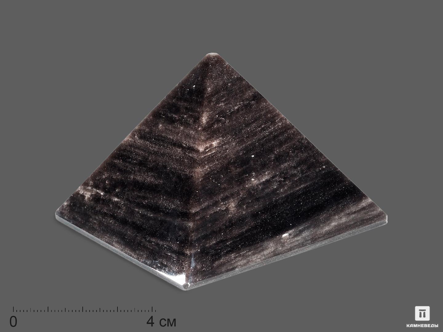Пирамида из  серебристого обсидиана, 7х7х4,8 см пирамида из обсидиана 9х9х6 5 см