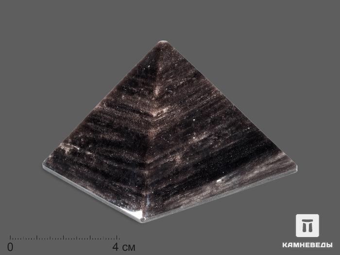 Пирамида из  серебристого обсидиана, 7х7х4,8 см, 17952, фото 1