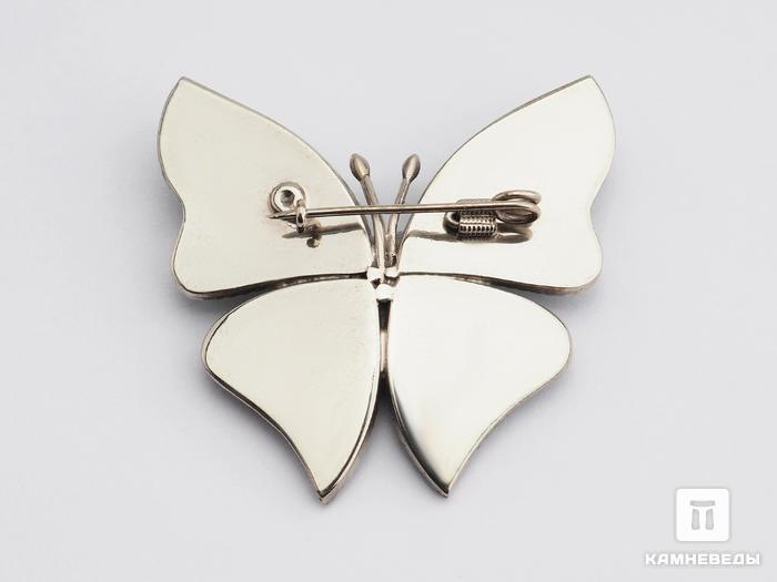 Брошь «Бабочка» с кахолонгом (белым опалом), 4х3,4 см, 17801, фото 2
