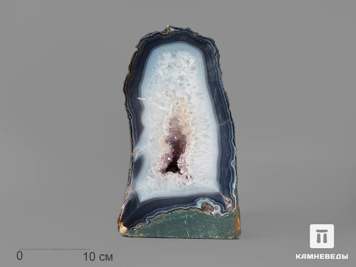 Агат, полированный срез с жеодой аметиста, 27,5х16х10,3 см, 17979, фото 1