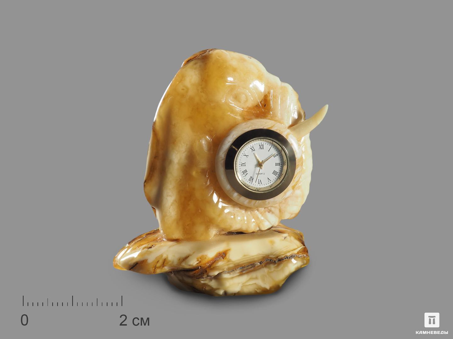 Часы «Мамонт» из янтаря, резьба 9,5х8х4 см