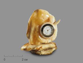 Часы «Мамонт» из янтаря, резьба 9,5х8х4 см