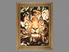 Картина с янтарём «Тигр»