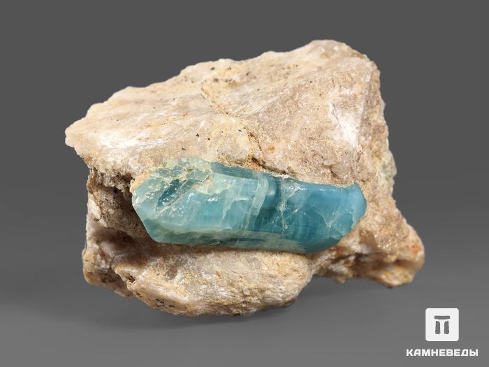 Апатит синий, кристалл на кальците 3,5х2,7х2,5 см, 18334, фото 2