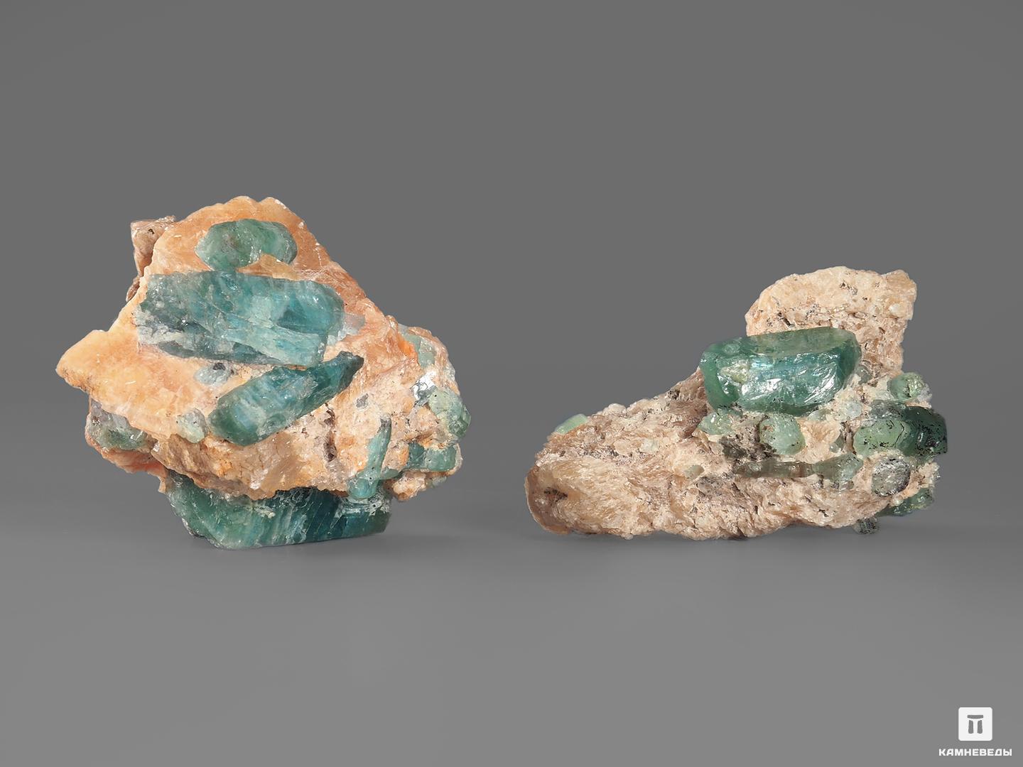 Апатит синий, кристаллы в кальците 4,5х3,2х2,5 см, 18339, фото 2