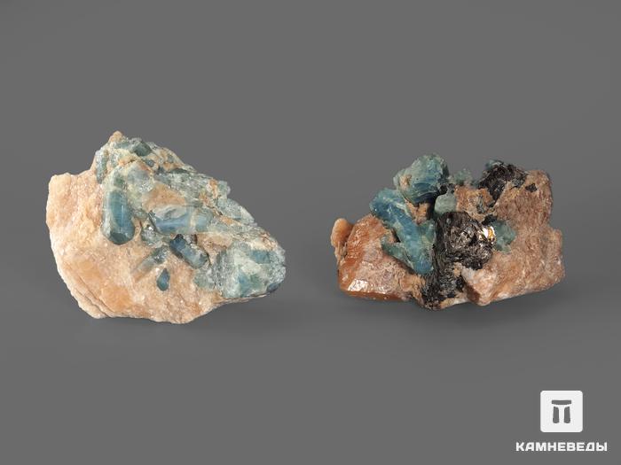 Апатит синий, кристаллы в кальците 6-8 см, 18348, фото 2