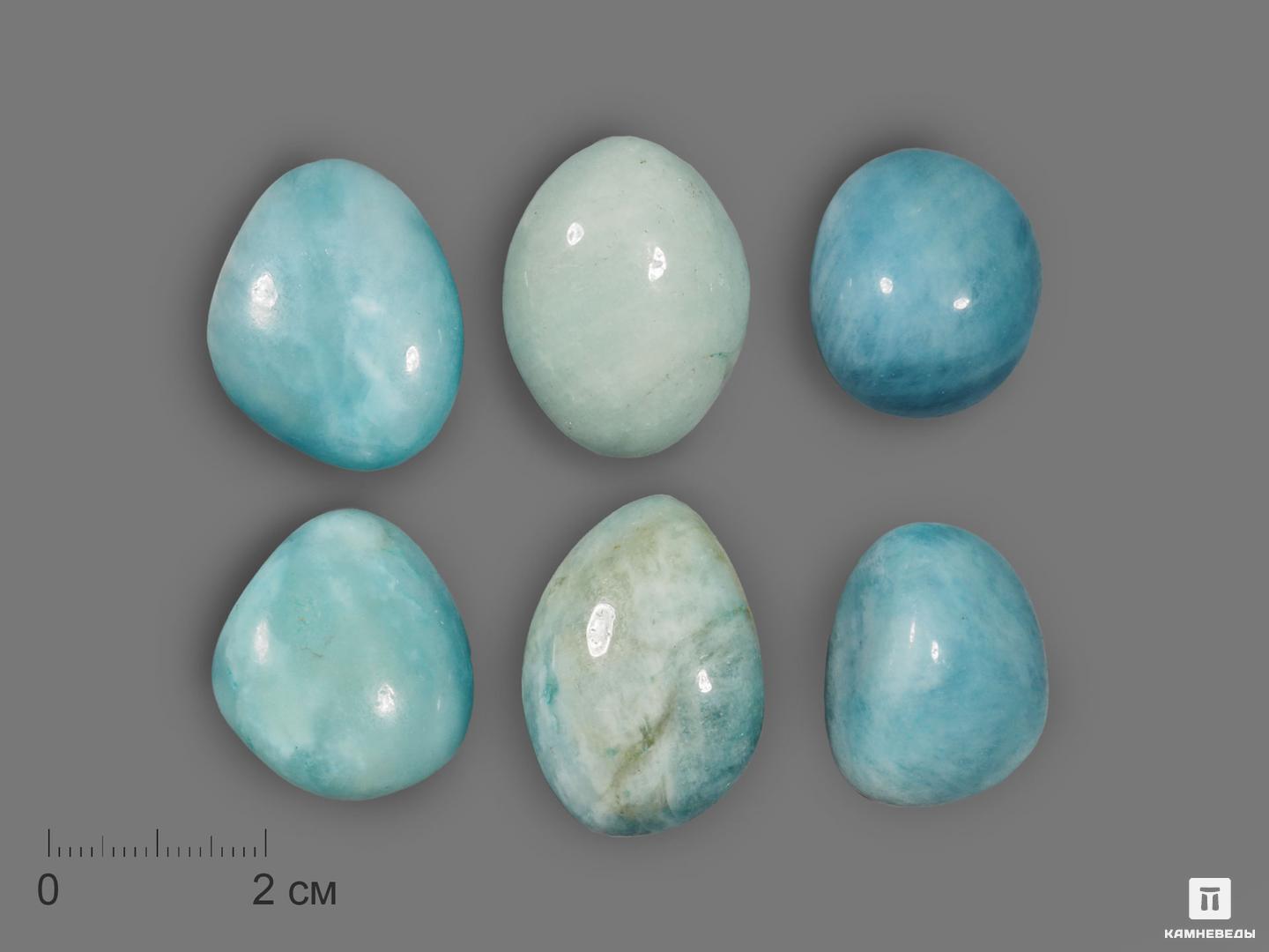 Аквамарин (голубой берилл), крупная галтовка 2,5-4,5 см (15-20 г)