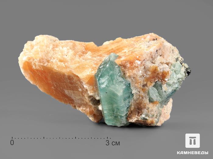 Апатит синий, кристаллы в кальците 5,5х3,8х3,2 см, 18387, фото 1