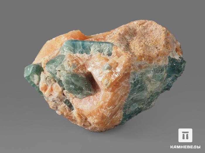 Апатит синий, кристаллы в кальците 5,5х4,8х3,7 см, 18390, фото 2