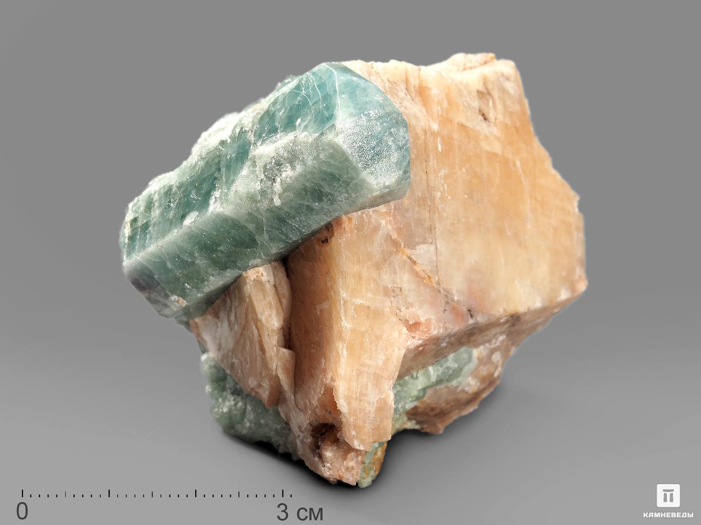 Апатит синий, кристаллы в кальците 7,7х6х5,2 см, 18391, фото 1