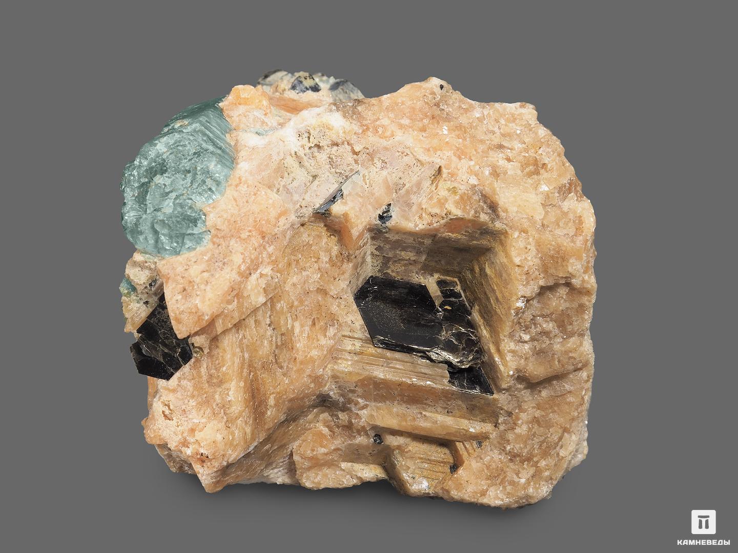 Апатит синий с флогопитом на кальците, 8,3х7,5х6,5 см, 18335, фото 2