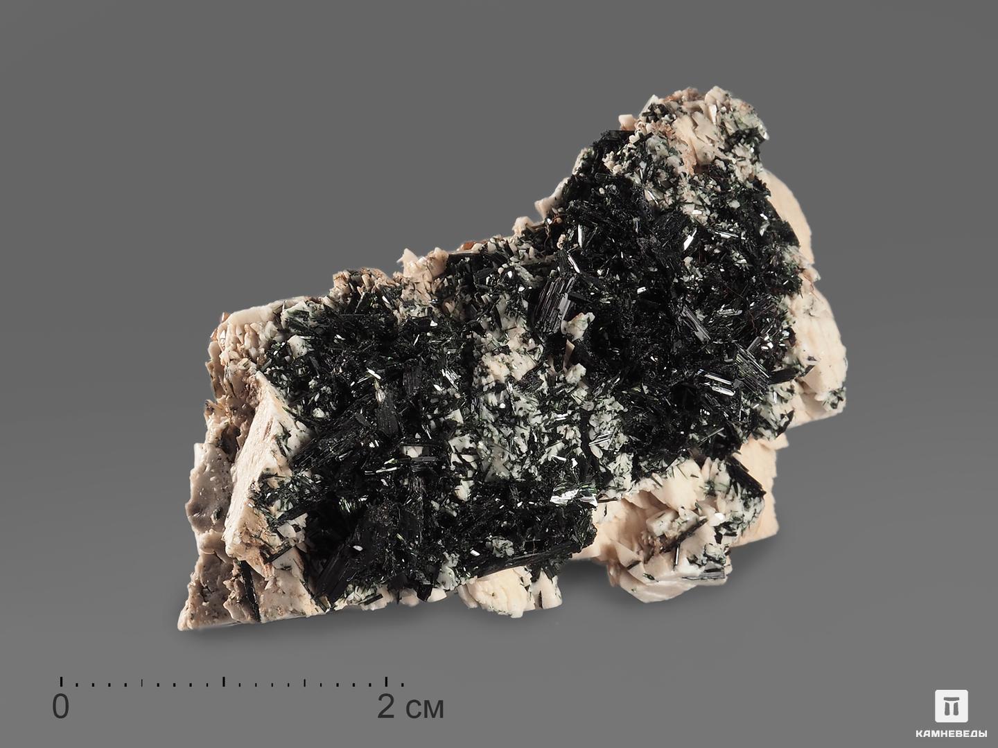 Эгирин в микроклине, 4,5-5,5 см эгирин игольчатый на кристаллах анальцима 7 5х7х4 см