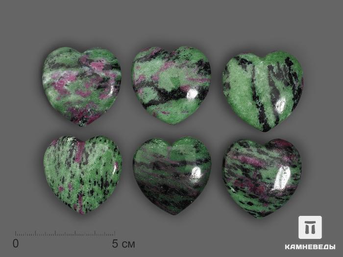 Сердце из цоизита с красным корундом, 4х4х1,3 см, 18696, фото 2