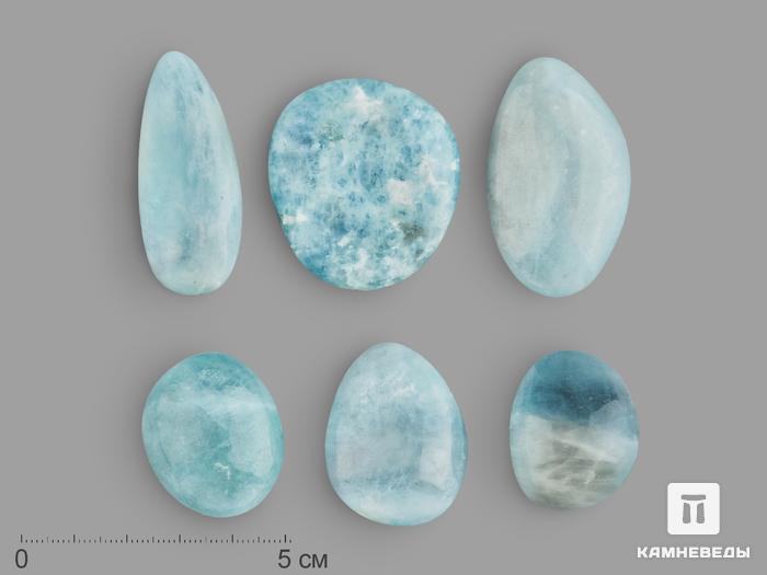 Аквамарин (голубой берилл), крупная галтовка 2,5-4 см (20-25 г), 5747, фото 1