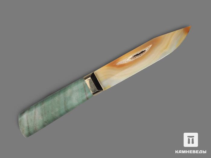 Сувенирный нож из серого агата и зелёного авантюрина, 26,5х5,7х4,8 см, 18927, фото 3