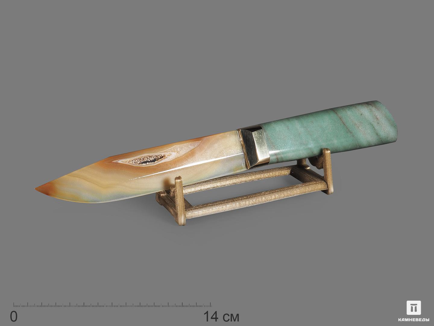 Сувенирный нож из серого агата и зелёного авантюрина, 26,5х5,7х4,8 см, 18927, фото 1