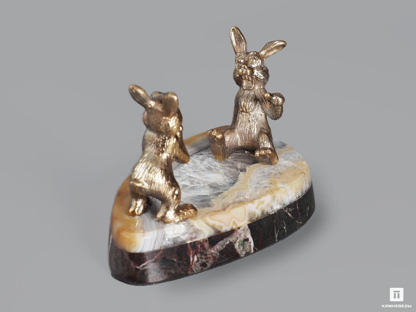 Композиция «Кролики» с агатом и мрамором, 9,3х5,3 см, 18959, фото 2